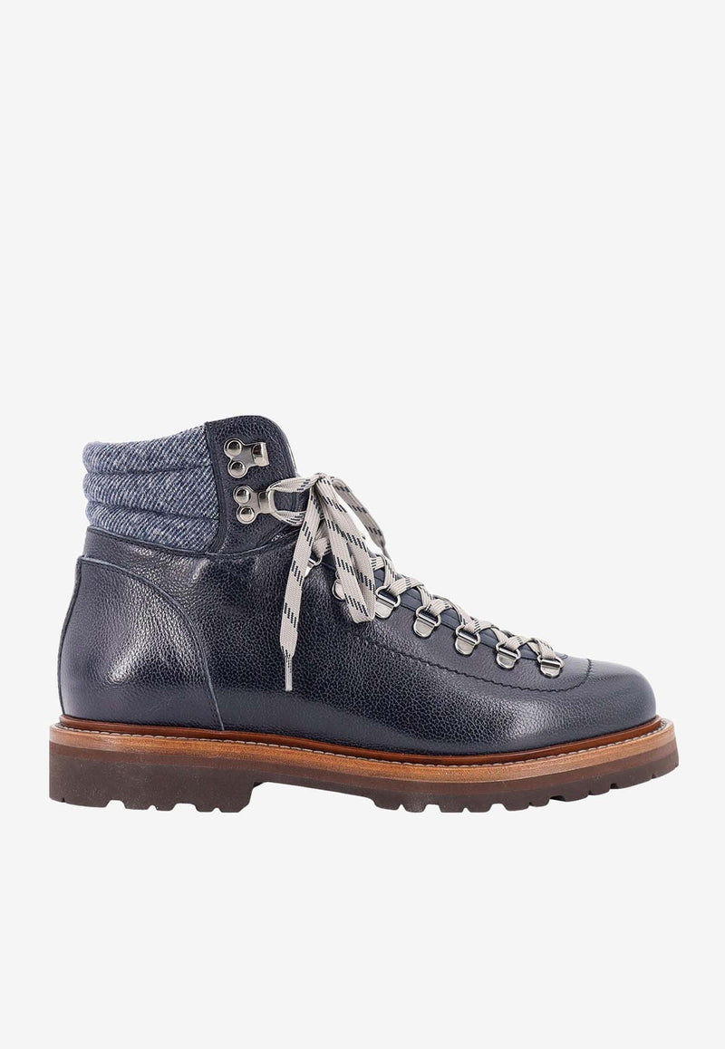 Brunello Cucinelli Leather Mountain Boots Blue MZUNBES890_COA71