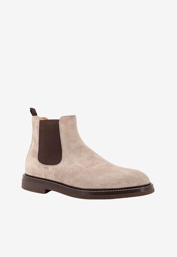 Brunello Cucinelli Slip-On Suede Ankle Boots Beige MZUPEAE818_C6465