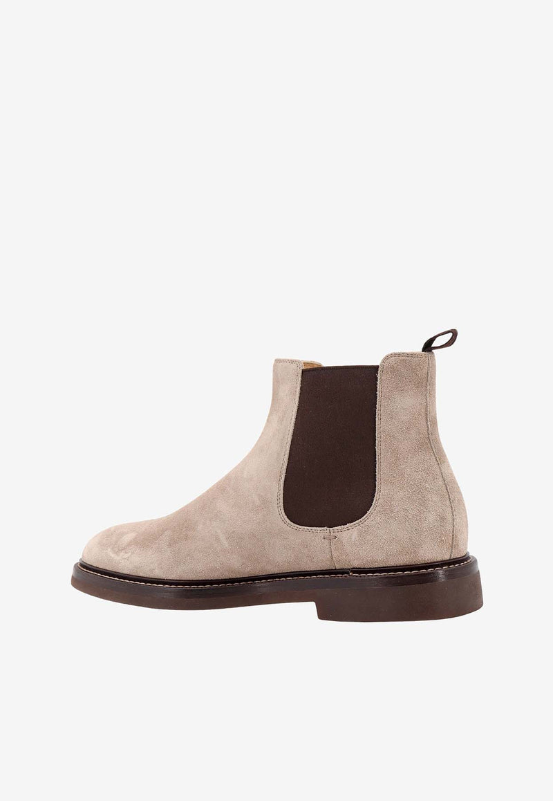 Brunello Cucinelli Slip-On Suede Ankle Boots Beige MZUPEAE818_C6465