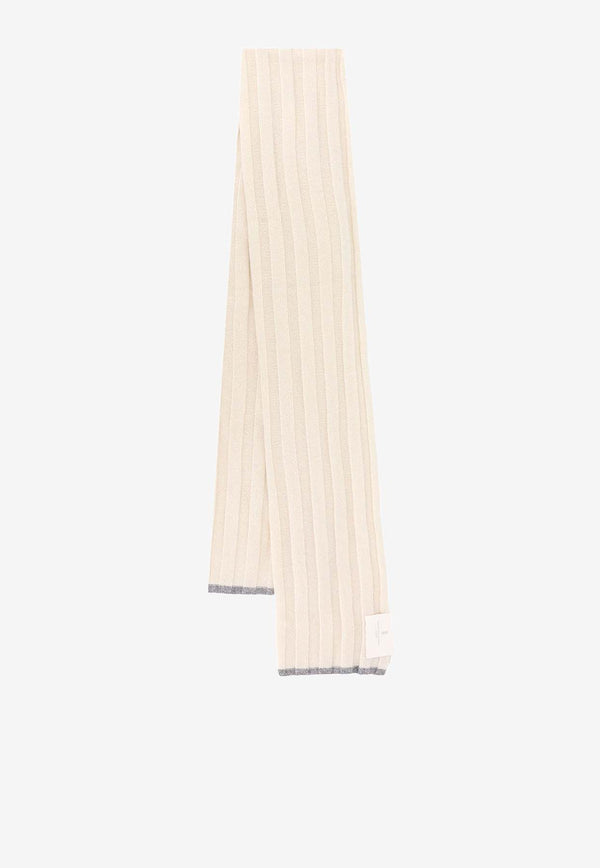 Brunello Cucinelli Rib Knit Cashmere Scarf Beige M2240819_C132A