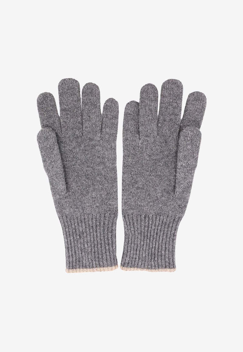 Brunello Cucinelli Rib Knit Cashmere Gloves Gray M2293118_CO218