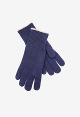 Brunello Cucinelli Rib Knit Cashmere Gloves Blue M2293118_CU715