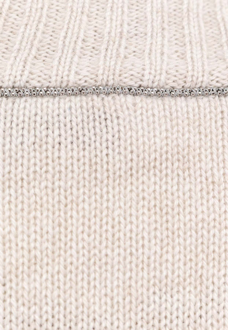 Brunello Cucinelli Knit Cashmere Crewneck Sweater Beige M12723000_C9610