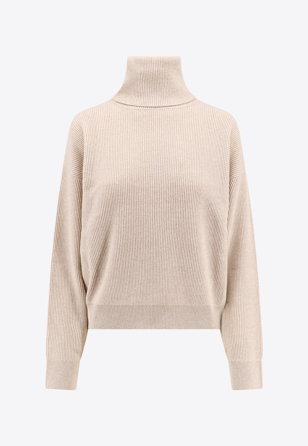 Brunello Cucinelli Turtleneck Knitted Wool Sweater Beige M16129313_C9504