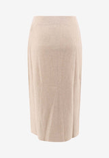 Brunello Cucinelli Ribbed Knit Midi Skirt Beige M16129389_C9504