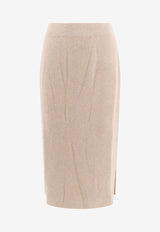 Brunello Cucinelli Ribbed Knit Midi Skirt Beige M16129389_C9504