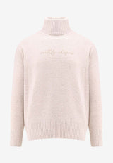 Brunello Cucinelli Turtleneck Embroidered Logo Sweater Cream M16709403_C9610