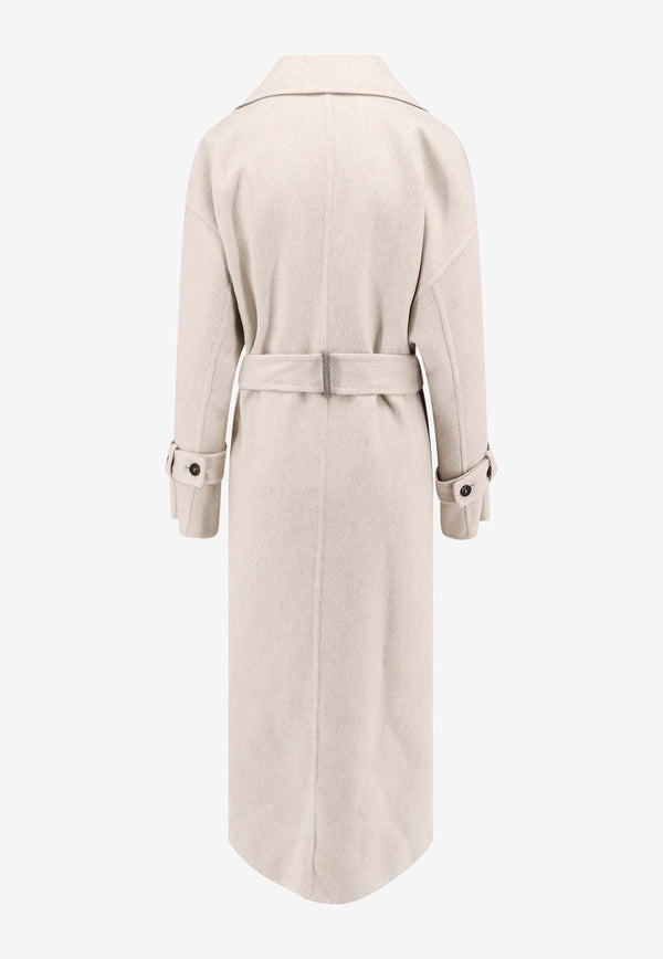 Brunello Cucinelli Belted Cashmere Long Coat White MD5039797_C075