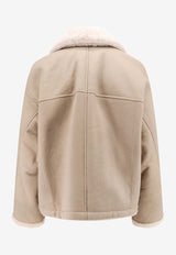 Brunello Cucinelli Reversible Double-Breasted Shearling Coat Beige MPMBP7962_C1365