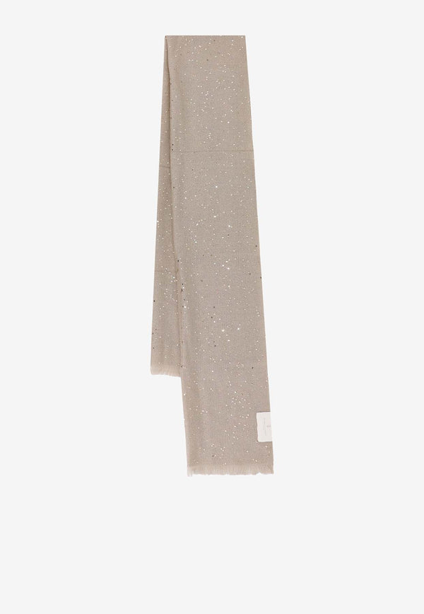 Brunello Cucinelli Sequined Cashmere-Blend Scarf Beige MSC915019_CJ504