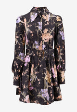 Zimmermann Eden Belted Floral Silk Dress Black 8074DF242_IRSSHBT