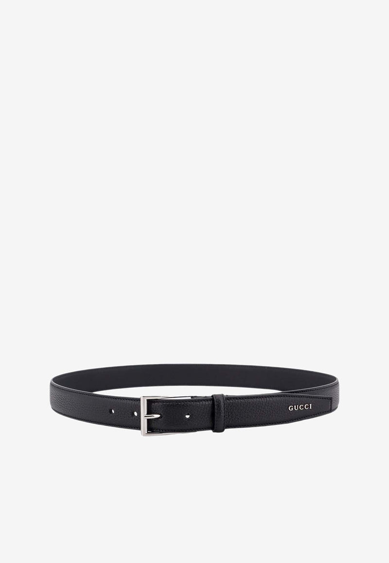 Gucci Rectangular Buckle Leather Belt Black 795635AADQX_1000