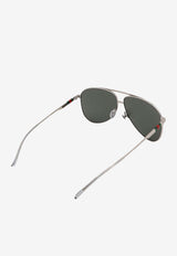 Gucci Web Stripes Aviator Sunglasses  Gray 797511I3330_8112