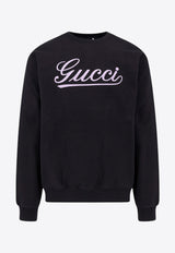 Gucci Logo Print Crewneck Sweatshirt Black 784413XJGQK_1043