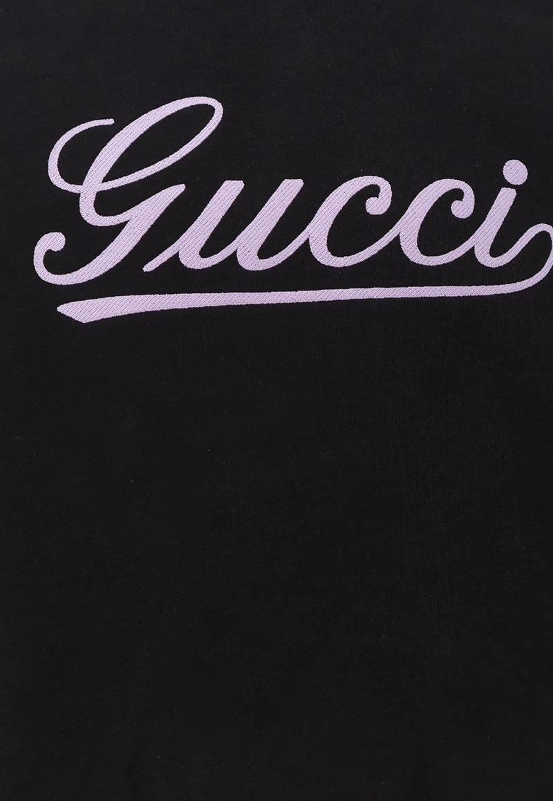 Gucci Logo Print Crewneck Sweatshirt Black 784413XJGQK_1043