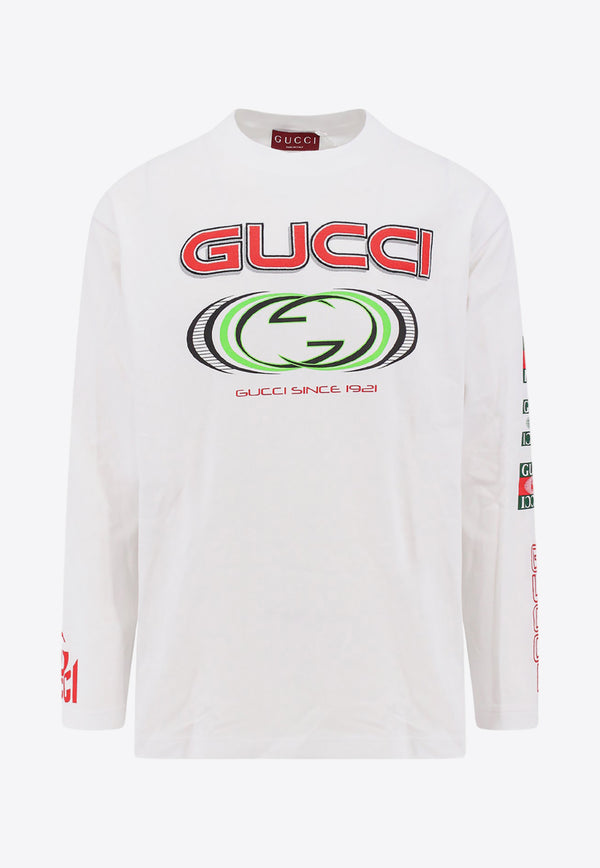 Gucci Logo Print Long-Sleeved T-shirt White 784364XJGRB_9074