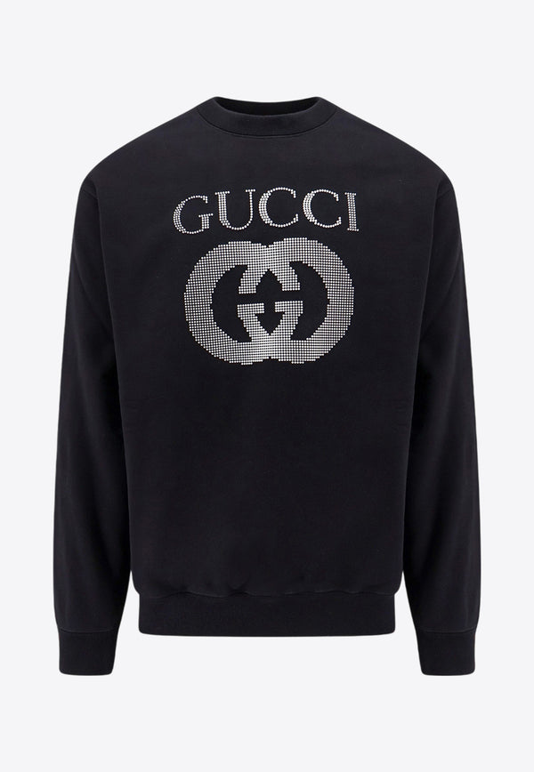 Gucci Embossed Logo Crewneck Sweatshirt Black 784413XJGQC_1043