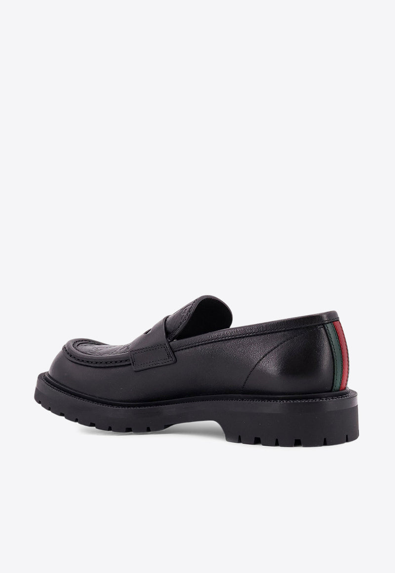 Gucci Web-Detail Leather Loafers Black 798532AADUQ_1072