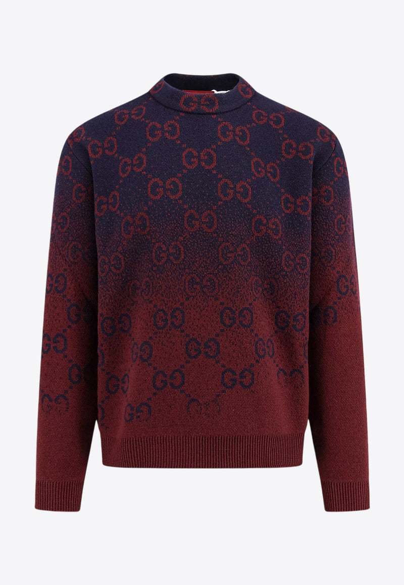 Gucci GG Jacquard Wool Ombre Sweater Blue 788533XKD42_4271