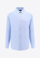 Gucci Embroidered Logo Long-Sleeved Shirt Blue 79173121131_4990