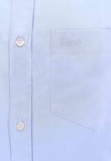 Gucci Embroidered Logo Long-Sleeved Shirt Blue 79173121131_4990