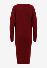 Philosophy Di Lorenzo Serafini Ribbed Wool Midi Dress Red 04935703_0142