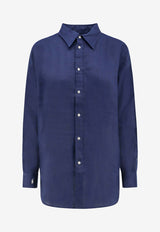 Polo Ralph Lauren Embroidered Logo Linen Shirt Blue 211892370_005