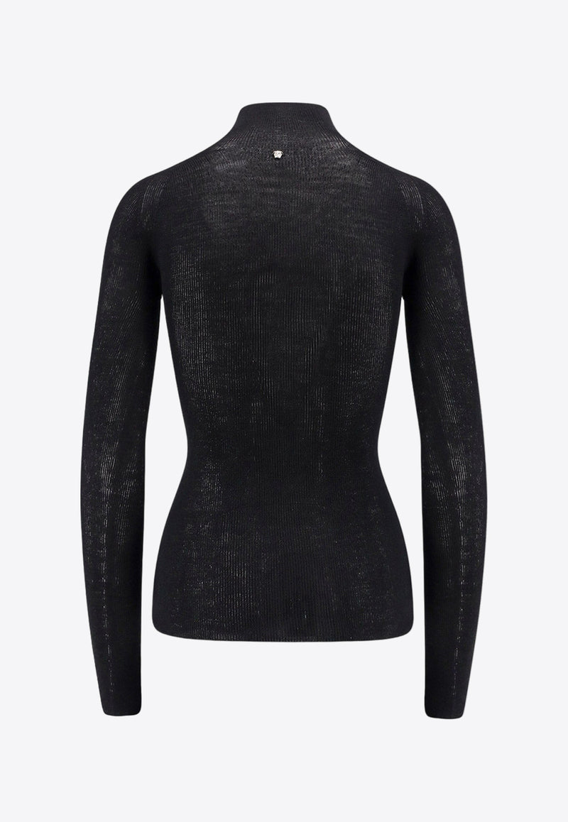 Versace Turtleneck Wool-Knit Sweater Black 10172411A11022_1B000