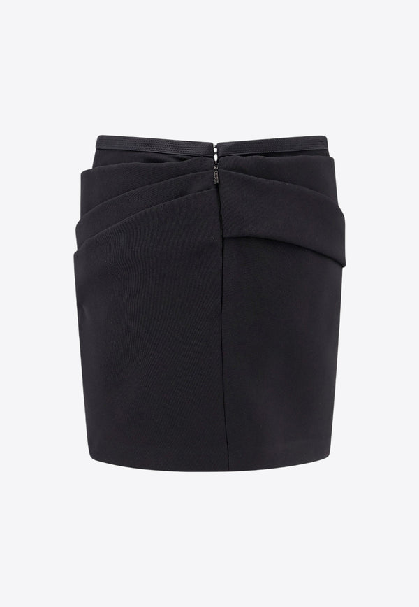 Versace Draped Wool Mini Skirt Black 10172691A12052_1B000