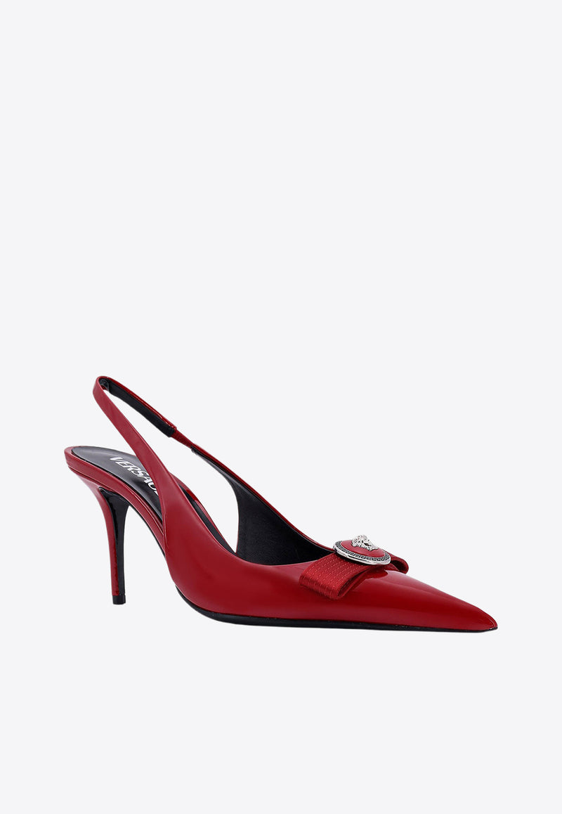 Versace Gianni Ribbon 85 Leather Slingback Pump Red 10137171A08983_1RB3P