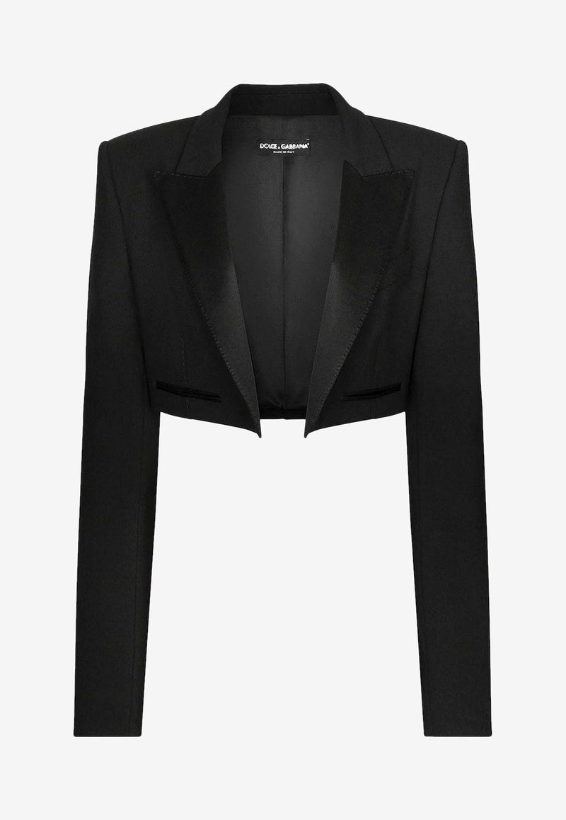 Dolce & Gabbana Cropped Tuxedo Blazer Black F2919TFU21E_N0000