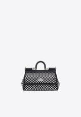 Dolce & Gabbana Small Sicily Rhinestone-Embellished Top Handle Bag Black BB7116AP602_8S488