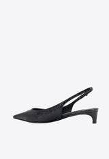 Dolce & Gabbana 30 Croc-Embossed Leather Slingback Pumps Black CG0804A5491_8B956