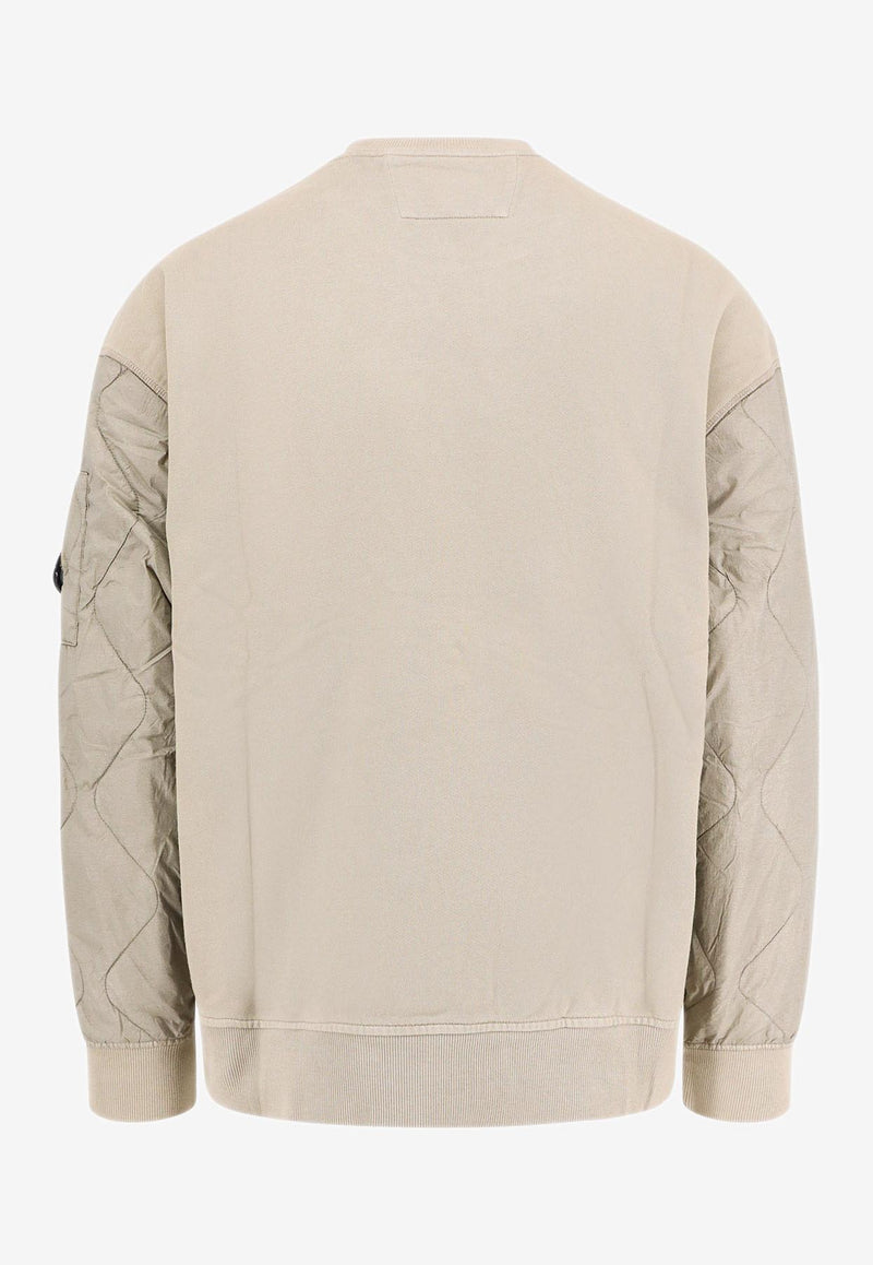 C.P. Company Lens Embellished Paneled Sweatshirt Beige 17CMSS003A005835M_327