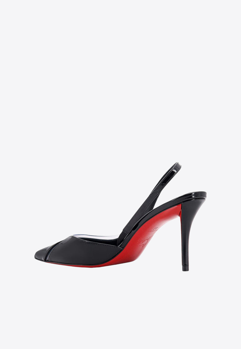 Christian Louboutin Posticha 80 Patent Leather Slingback Pumps Black 3240222_B439