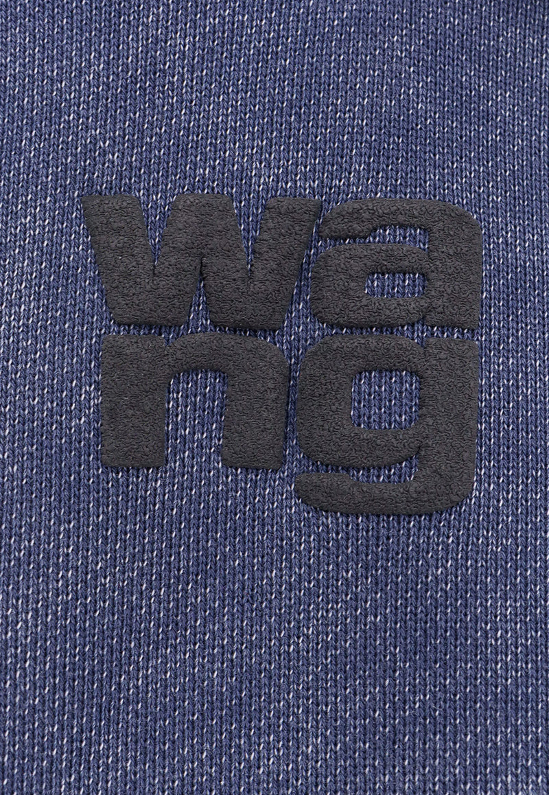 Alexander Wang Logo Embroidered Hooded Denim Sweatshirt Blue 4CC3242108_424A