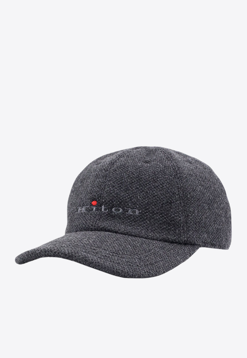 Kiton Ciro Paone Logo Embroidered Baseball Cap Gray UCAPP65K0246F_05