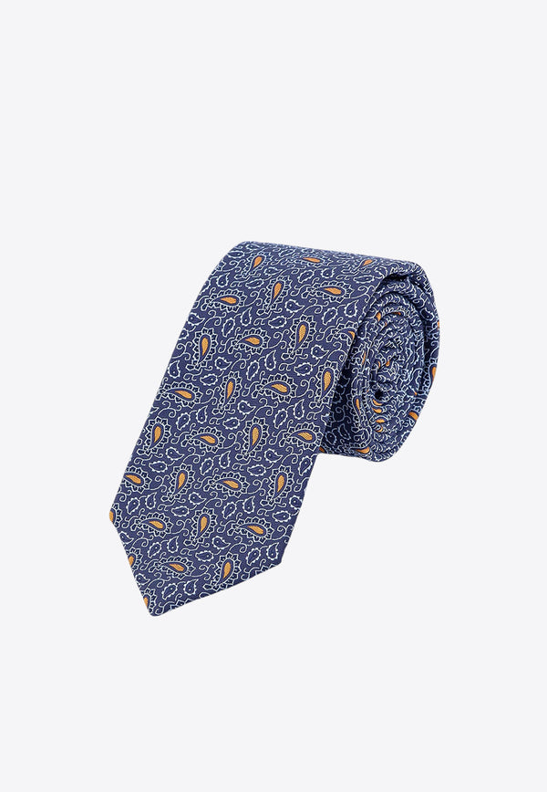 Kiton Ciro Paone Paisley Motif Silk Tie Blue UCRVKQC02L0103_03