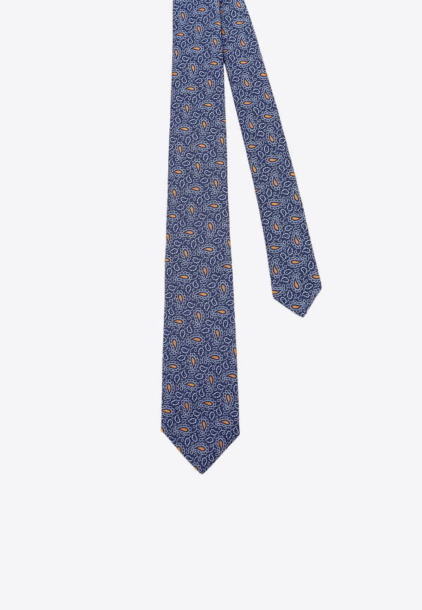 Kiton Ciro Paone Paisley Motif Silk Tie Blue UCRVKQC02L0103_03