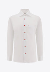 Kiton Ciro Paone Logo Embroidered Long-Sleeved Shirt White UMCNERPK06R49_12