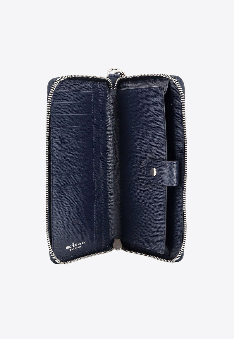 Kiton Ciro Paone Logo Plaque Leather Phone Holder Blue UPEA018N01003_02