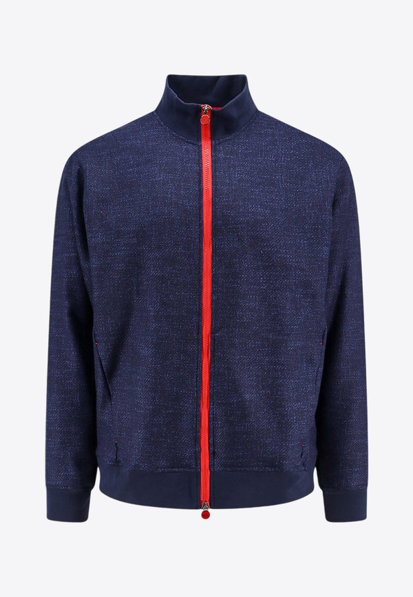 Kiton Ciro Paone Zip-Up Wool-Blend Sweatshirt Blue UMC031K0170E_04