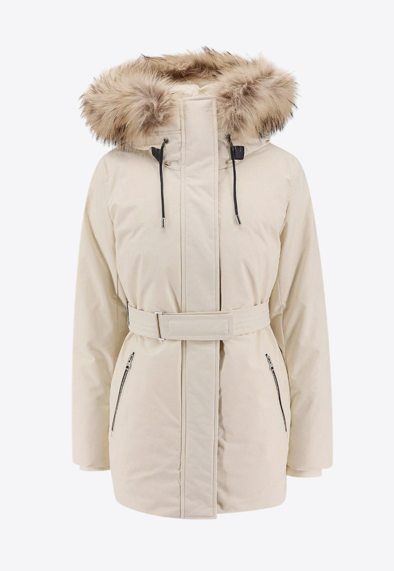 Mackage Jeni Faux Fox-Trimmed Down Jacket White JENIF_C0253