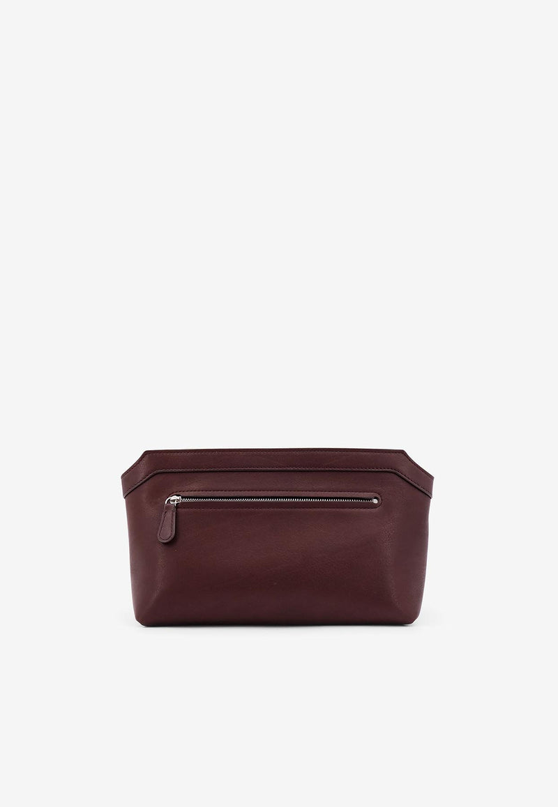 The Row Terrasse Leather Clutch Bag Brown W1674L72_DBP