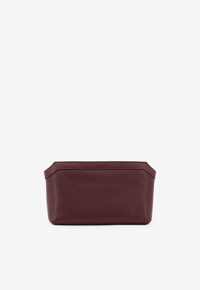 The Row Terrasse Leather Clutch Bag Brown W1674L72_DBP