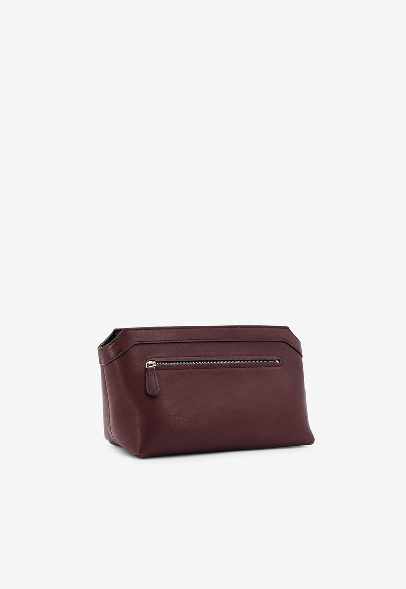 The Row Terrasse Leather Clutch Bag Brown W1674L72_DBP