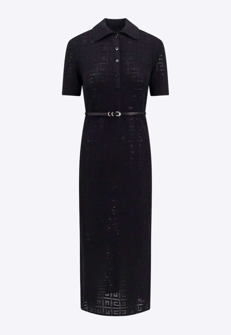 Givenchy Voyou 4G Jacquard Midi Polo Dress Black BW224Y4ZA4_001