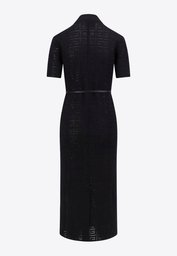 Givenchy Voyou 4G Jacquard Midi Polo Dress Black BW224Y4ZA4_001