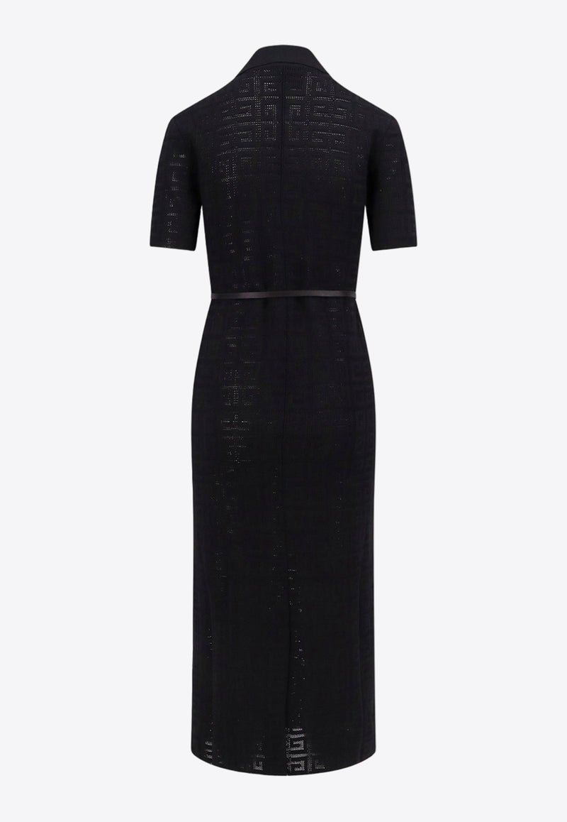 Givenchy Voyou 4G Jacquard Midi Polo Dress Black BW224Y4ZA4_001