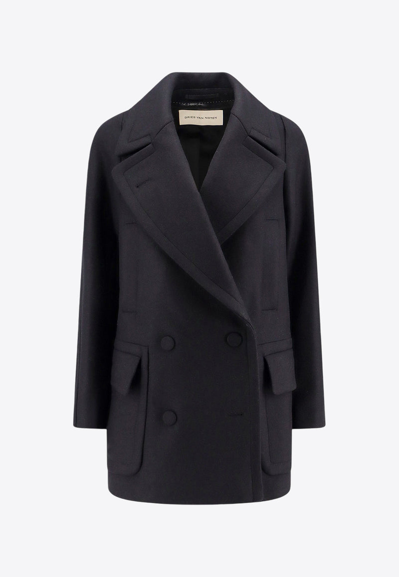 Dries Van Noten Double-Breasted Wool Blend Coat Black 2420102069223_900